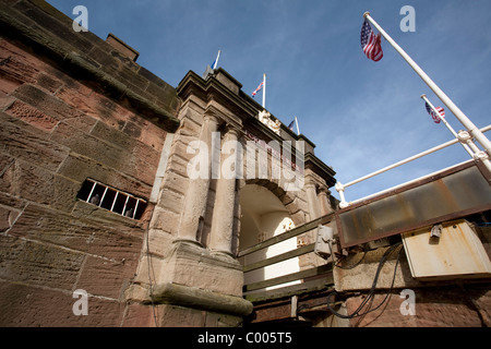 Detail der Eingang zum Fort Perch Rock, New Brighton, Wirral, UK Stockfoto