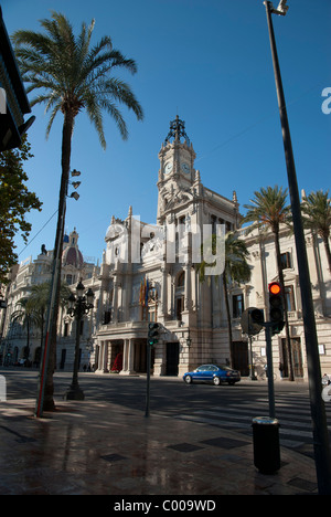 City Hall Plaza del Ayuntamiento Valencia, Spanien Stockfoto