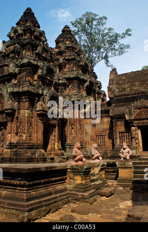 Banteay Srei Khmer-Tempel, Siem Reap, Kambodscha Stockfoto