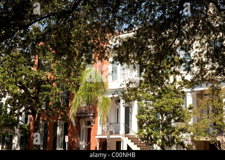 Historischen Reihenhäuser in Savannah Georgia USA Stockfoto