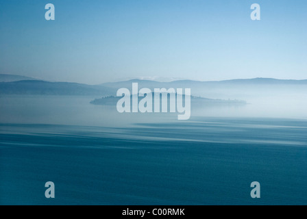 Italien - Isola Maggiore - Trasimeno See - Blick von Castiglione del Lago Burgviertel - Region Umbrien - Perugia Stockfoto