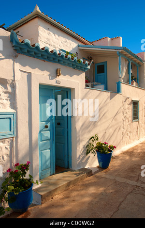 Engen Gassen & Häuser von Hydra, griechischen Saronischen Inseln. Stockfoto