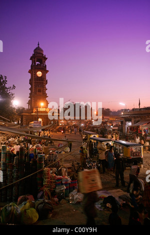 Indien, Rajasthan, Jodhpur, Sardar Markt, in der Dämmerung Stockfoto