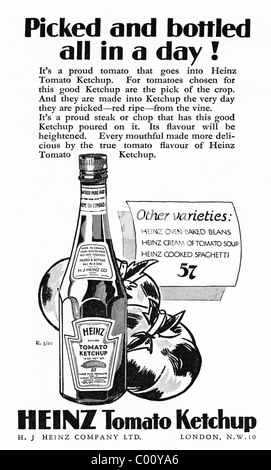 1920er Jahre Werbung in Verbraucher-Magazin für HEINZ TOMATO KETCHUP Stockfoto