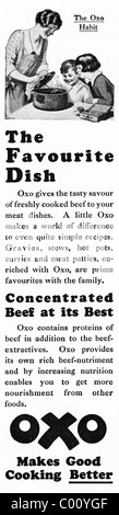 1920er Jahre Werbung in Verbraucher-Magazin für OXO Rindfleisch Suppenwürfel Stockfoto