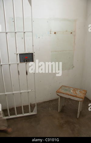 Südafrika, Cape Town, Robben Island. Gefängniszelle in Abschnitt A Zellenblock. Stockfoto