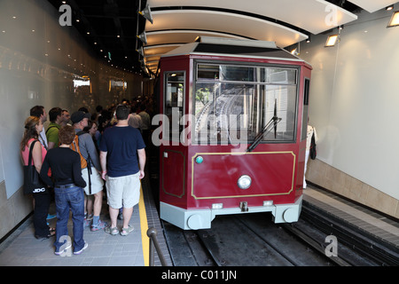 Peak Tramway Standseilbahn in Hong Kong. Stockfoto