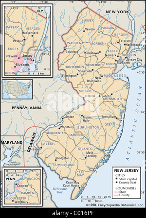 Karte von New-Jersey Stockfoto