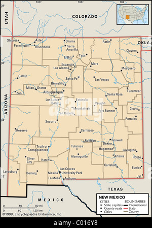 Politische Karte von New Mexico Stockfoto