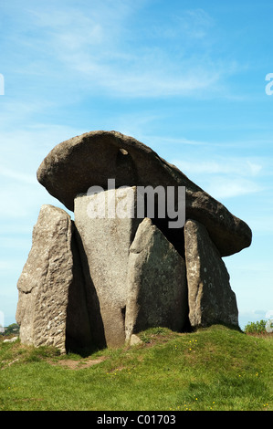 Trethevy Quoit einer alten Grabkammer in der Nähe von St.Cleer in Cornwall, Großbritannien Stockfoto