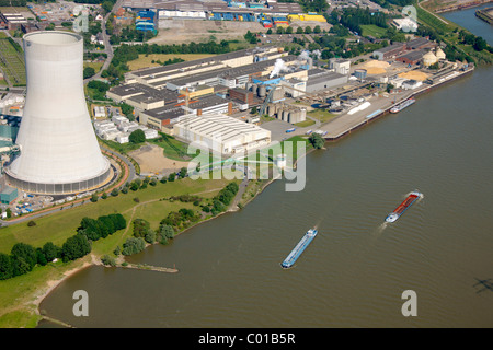 Luftaufnahme, neues Kraftwerk, Kohle-Kraftwerk Evonik Steag, Duisburg-Walsum, ehemals Walsum Kohlenbergwerk, Norske Skog Pflanze Stockfoto