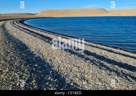 Strand von Erebus und Terror Bay, Beechey Island, Nordwest-Passage, Nunavut, Kanada, Arktis Stockfoto