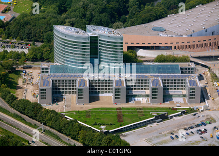 Luftbild, neue Konzernzentrale der EON Ruhrgas, eine deutsche Energie Corporation, Essen, Ruhrgebiet, Nordrhein-Westfalen Stockfoto