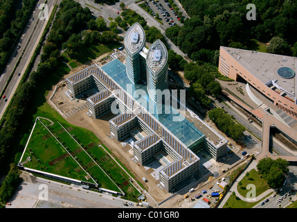 Luftbild, neue Konzernzentrale der EON Ruhrgas, eine deutsche Energie Corporation, Essen, Ruhrgebiet, Nordrhein-Westfalen Stockfoto