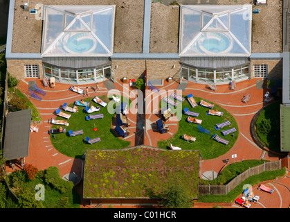 Luftbild, Freibad, Schwimmbad LAGO Herne Gysenbergpark Gysenbergpark Naherholungsgebiet, Herne, Ruhrgebiet Stockfoto