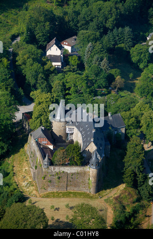 Luftbild, Motte, renovierten Schloss Hohenlimburg Schloss, Hagen, Ruhrgebiet und Umgebung, Nordrhein-Westfalen, Deutschland, Europa Stockfoto