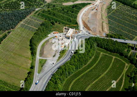 Luftaufnahme, Verlängerung der Autobahn A46, Autobahn-Ausbau, Ende der Autobahn A445 Autobahn in der Nähe von Bestwig, Meschede Stockfoto