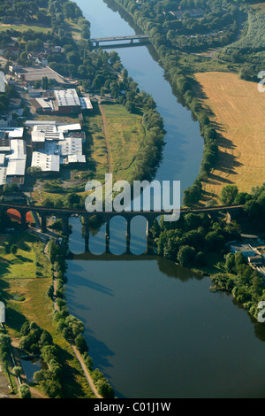 Luftbild, Aquädukt am Harkortsee See, Hensteysee See, Fluss Ruhr, Ruhrtal Valley, Herdecke, Ruhrgebiet-Bereich Stockfoto