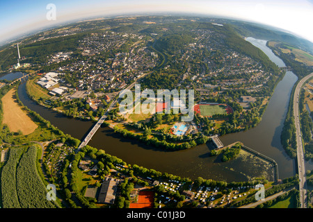 Luftbild, Harkortsee See, Hensteysee See, Fluss Ruhr, Ruhrtal Valley, Herdecke, Ruhrgebiet Bereich, North Rhine-Westphalia Stockfoto