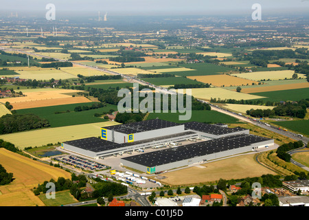 Luftbild, Rhynern EDEKA-Logistik-Drehscheibe, deutsche Supermarktkette, Hamm, Ruhrgebiet Bereich, Nordrhein-Westfalen Stockfoto