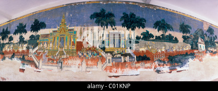 Ramayana Wandmalereien im Königspalast, Phnom Penh, Kambodscha, Indochina, Südostasien, Asien Stockfoto