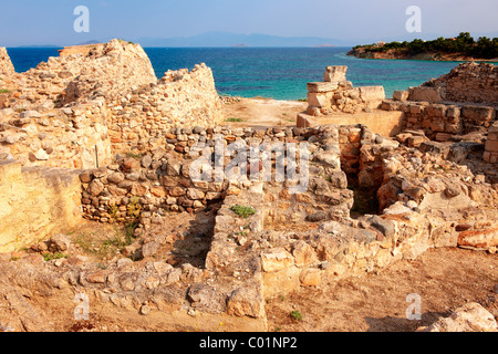 Die griechische archäologische Stätte des antiken Aegina, Kolna, griechische Saronischen Inseln Stockfoto