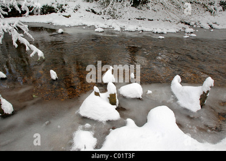 Eine winterliche Flusslandschaft in Devon Stockfoto
