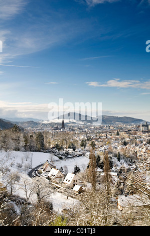 Winterliche Panorama Freiburg im Breisgau, Baden-Württemberg, Deutschland, Europa Stockfoto