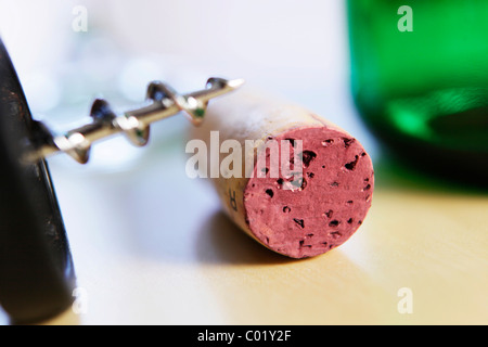Korkenzieher, Kork, Wein Flasche Stockfoto