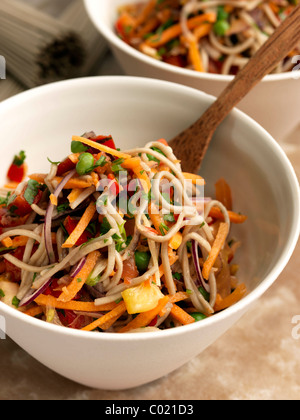 Einzelne Portion vegetarische Soba-Nudeln Stockfoto