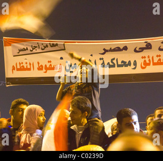 Anti-Mubarak-Demonstranten auf dem Tahrir Platz, Kairo, Ägypten Stockfoto