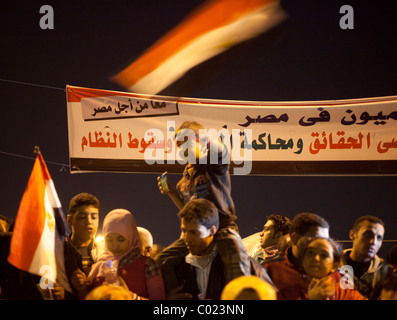 Anti-Mubarak-Demonstranten auf dem Tahrir Platz, Kairo, Ägypten Stockfoto