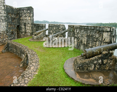 Guatemala. Izabal. Rio Dulce. Burg von San Felipe. Stockfoto