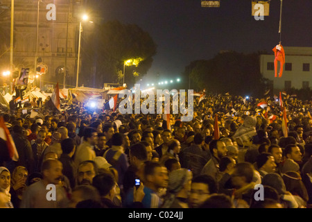 Anti-Mubarak-Demonstranten auf dem Tahrir Platz, Kairo, Ägypten Stockfoto