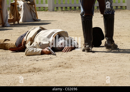 Amerikanischen Westen Schießerei Reenactment Stockfoto