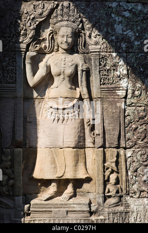 Entlastung der Apsara Tänzerin, Bayon Tempel, Angkor Tempel, Siem Reap, Kambodscha, Indochina, Südost-Asien Stockfoto
