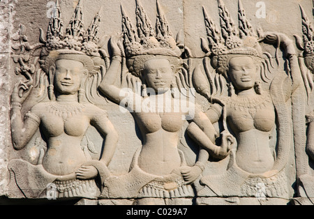 Entlastung der Apsara Tänzer, Tempel von Angkor Wat, Angkor Tempel, Siem Reap, Kambodscha, Indochina, Südost-Asien Stockfoto