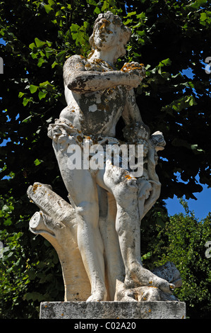 Mythologische Skulptur Bacchus mit Weinlaub und Trauben, "Bildhauer Ignaz Lengelacher, Schlossplatz Schlossplatz, Karlsruhe Stockfoto