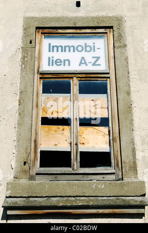 Vernagelten Immobilien-Büro, Stadt Mühlhausen, Unstrut-Hainich-Kreis-Kreis, Thüringen, Deutschland, Europa Stockfoto