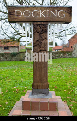 Ortsschild, Docking, North Norfolk, Großbritannien Stockfoto