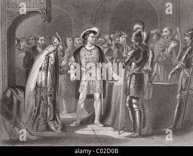 Herr Thomas Fitzgerald Verzicht auf seine Treue zu Henry VIII im Jahre 1534. Stockfoto