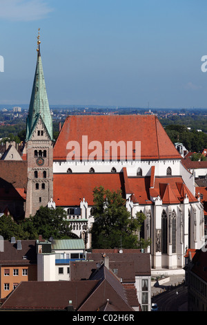 Dom, Blick vom Perlachturm Turm, Augsburg, Schwaben, Bayern, Deutschland, Europa Stockfoto