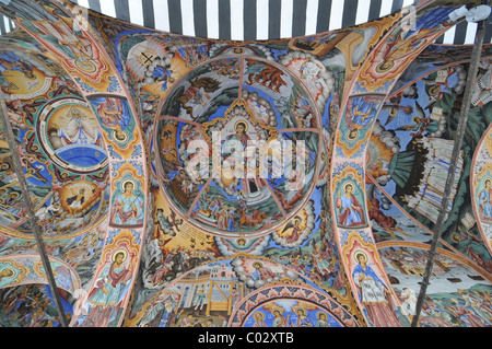 Deckengemälde, Kloster Kirche Sweta bogorodiza, orthodoxe Kloster Rila, Weltkulturerbe der UNESCO, Bulgarien, Europa Stockfoto
