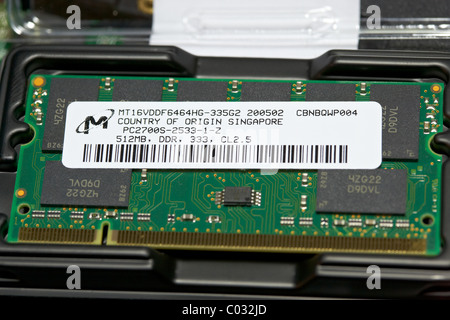 DDR Laptop Speicher Stick Ram in anti-statischen container Stockfoto