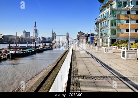 Riverside in Wapping, London Stockfoto