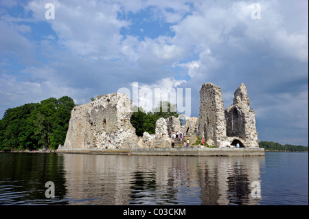 Ruinen des bischöflichen Burg, Düna Fluss, Koknese, Lettland, Baltikum, Nothern Europe Stockfoto