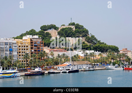 Burg, Hafen, Denia, Costa Blanca, Alicante, Spanien, Europa Stockfoto