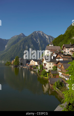 Hallstatt Dorf, Salzkammergut, Oberösterreich, Europa Stockfoto