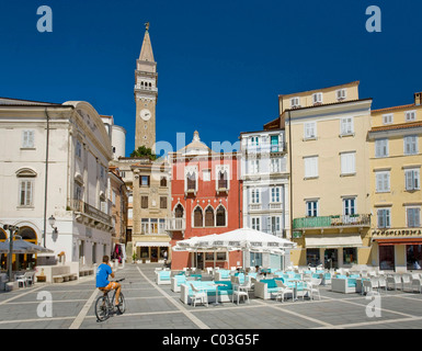 Tartini-Platz in Piran, Slowenien, Balkan, Europa Stockfoto