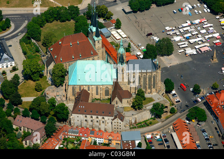 Luftaufnahme, Erfurter Dom, Erfurt, Thüringen, Deutschland, Europa Stockfoto